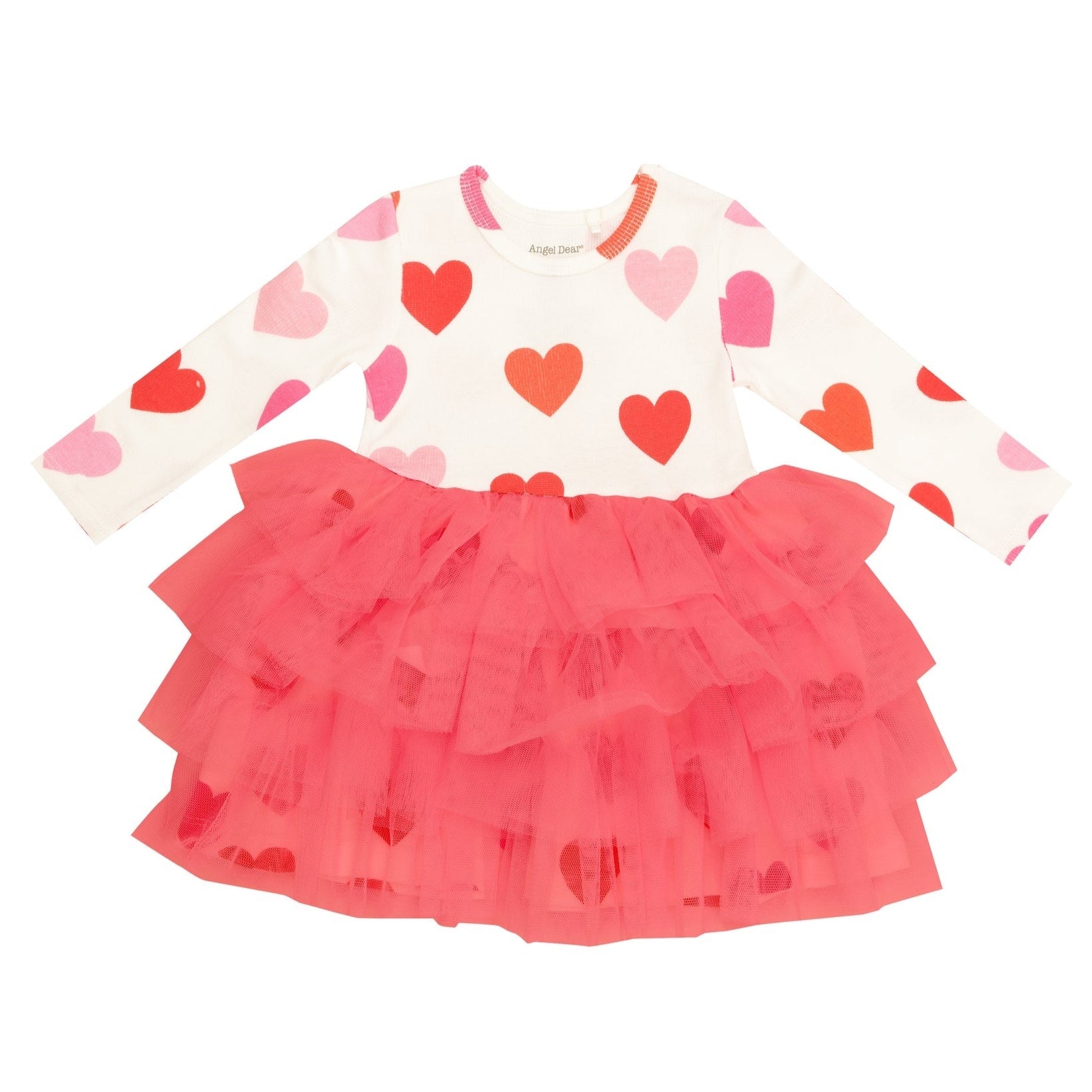 L/S LAYERED TULLE DRESS - BIG HEARTS 2T L/S LAYERED TULLE DRESS - BIG HEARTS 2T