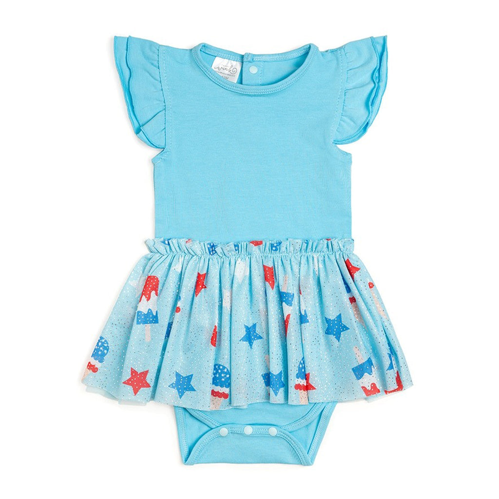 cute dresses for 4th of july Bomb Pop Short Sleeve Tutu Bodysuit