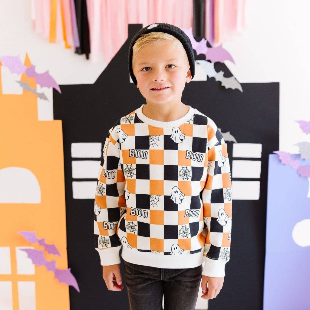 Boo Checkered Halloween Sweatshirt