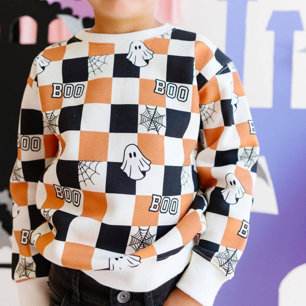 Boo Checkered Halloween Sweatshirt