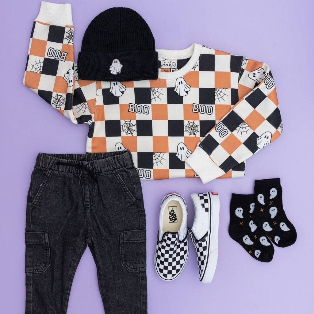 Boo Checkered Halloween Sweatshirt