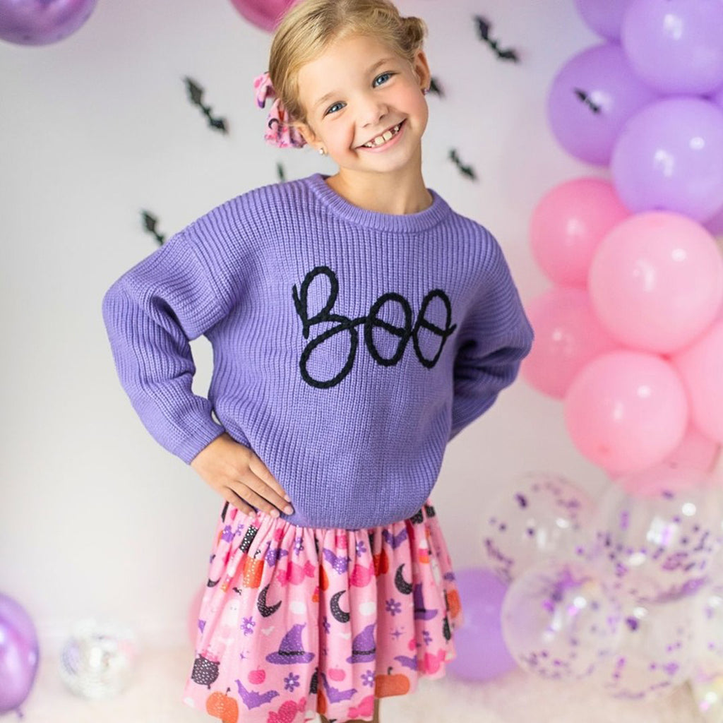 Boo Halloween Yarn Knit Sweater