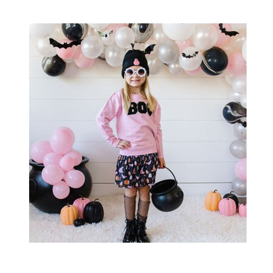 Boo Patch Halloween Sweatshirt - Pink-SWEATSHIRTS & HOODIES-Sweet Wink-Joannas Cuties