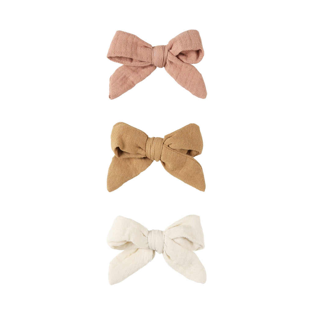 Bow W. Clip, Set of 3 - Rose, Natural, Golden