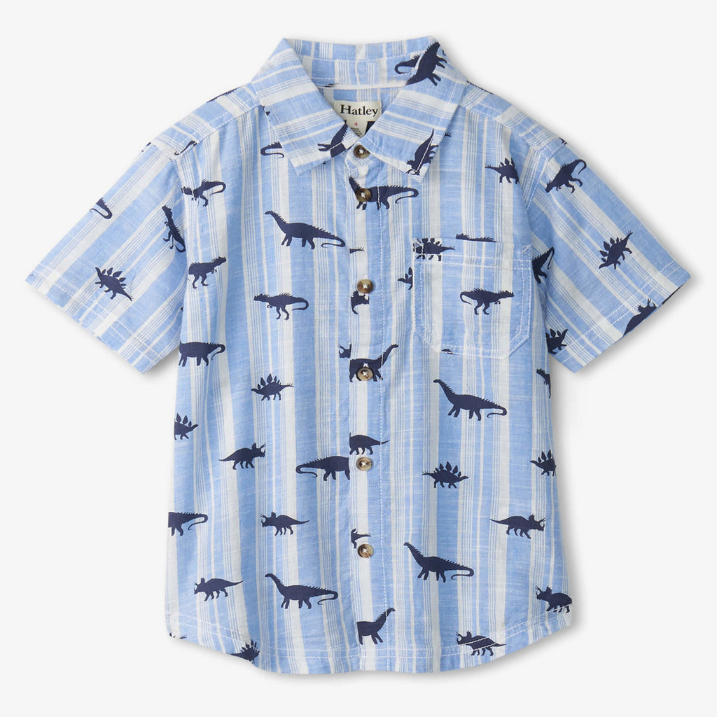 Boys Dino Stripes Button Down Shirt