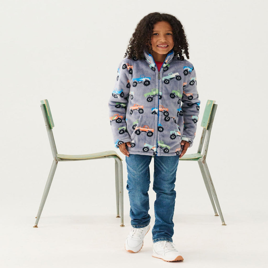 Boys Monster Trucks Fuzzy Fleece Zip-Up Jacket