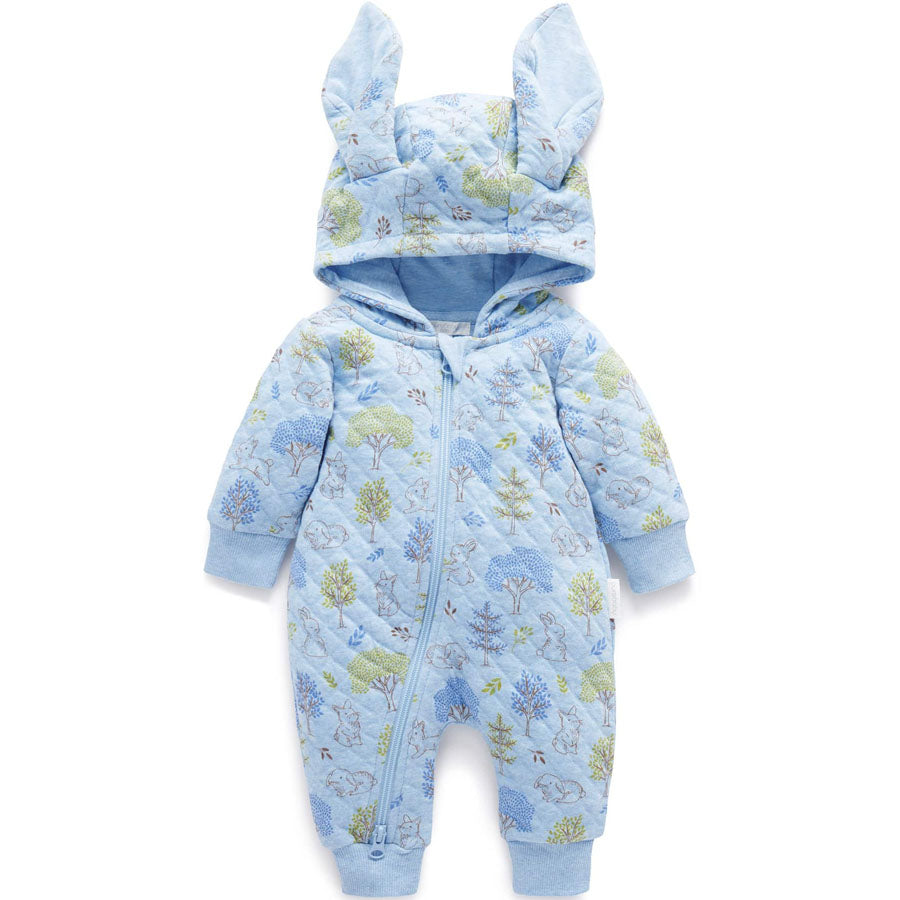 Bunny Quilted Growsuit - Blue-OUTERWEAR-Purebaby-Joannas Cuties