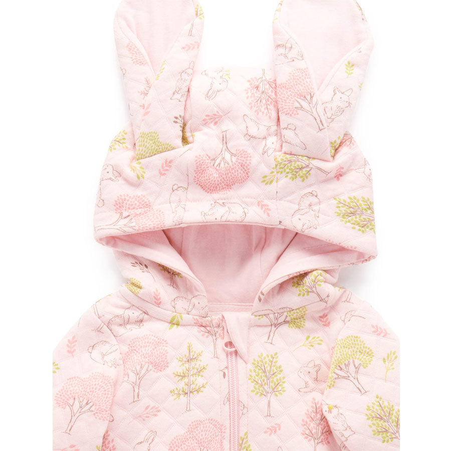 Bunny Quilted Growsuit - Pink-OUTERWEAR-Purebaby-Joannas Cuties