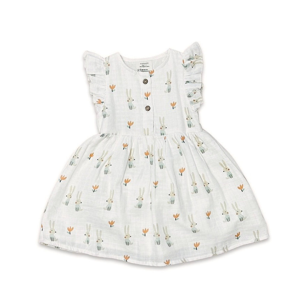 Bunny Ruffle & Button Flare Baby Dress+Bloomer