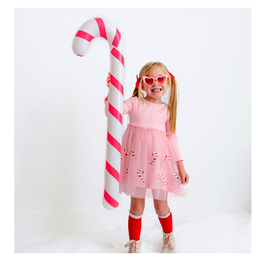 Candy Cane Christmas Long Sleeve Tutu Dress-DRESSES & SKIRTS-Sweet Wink-Joannas Cuties
