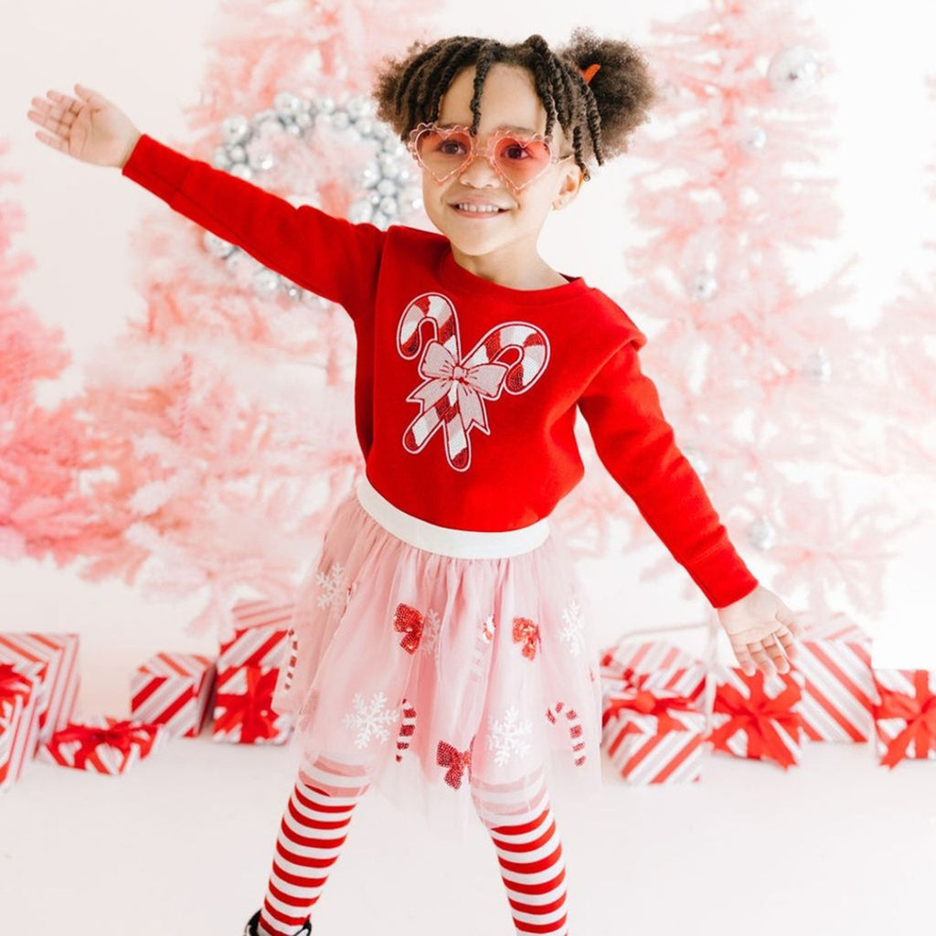 Candy Cane Patch Christmas Sweatshirt - Kids Holiday