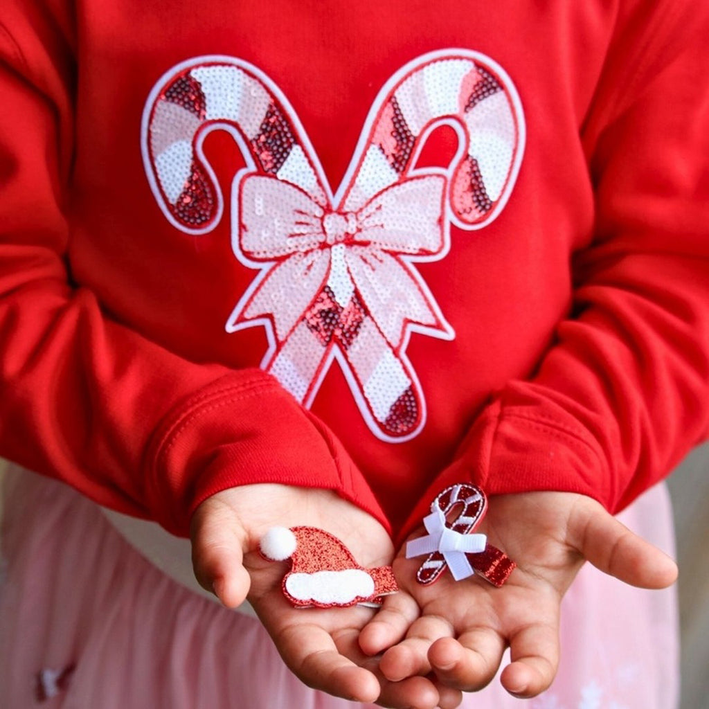 Candy Cane Patch Christmas Sweatshirt - Kids Holiday