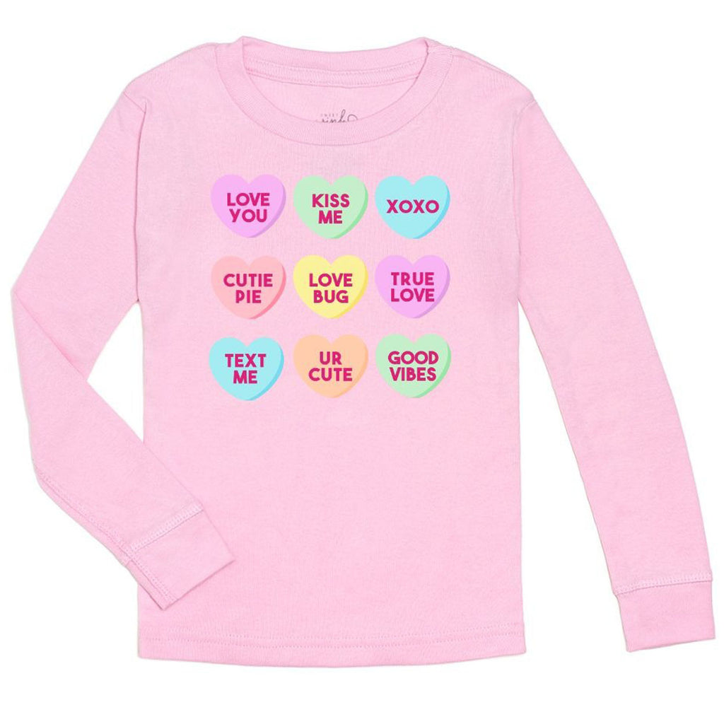 Candy Hearts Valentine's Day Long Sleeve Shirt - Pink-TOPS-Sweet Wink-Joannas Cuties