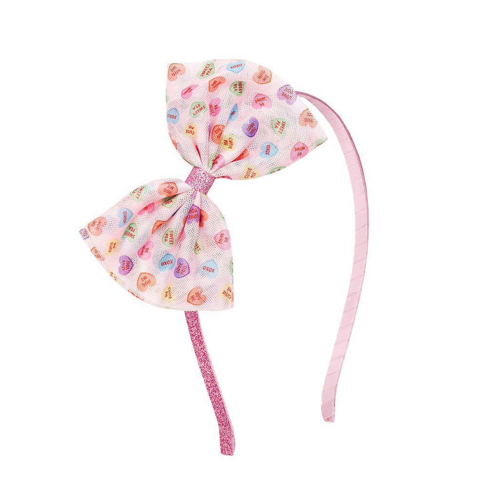 Candy Hearts Valentine's Day Tulle Bow Headband-HEADBANDS-Sweet Wink-Joannas Cuties