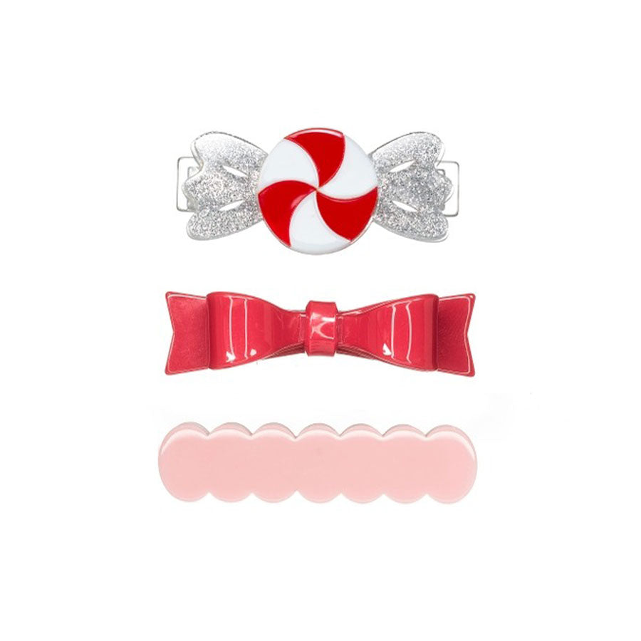 Candy Twist Red White & Bowtie Alligator Clips-HAIR CLIPS-Lilies & Roses-Joannas Cuties