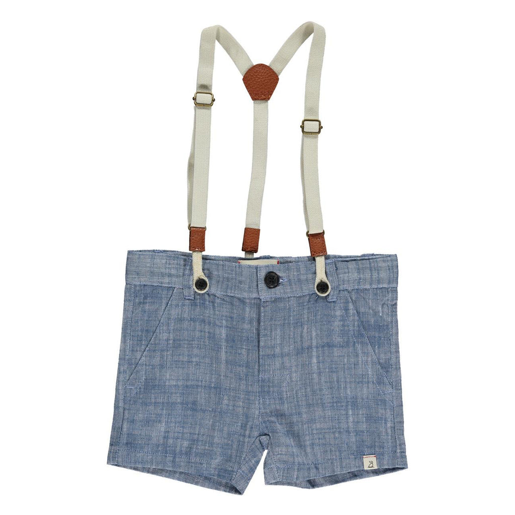 Captain Navy Heathered Shorts With Adjustable  Straps