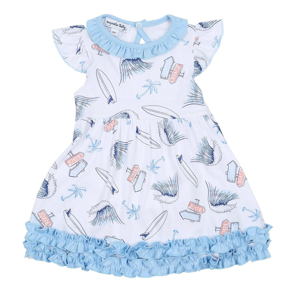 Catch Some Waves Blue Print Flutters Dress + Bloomers-DRESSES & SKIRTS-Magnolia Baby-Joannas Cuties