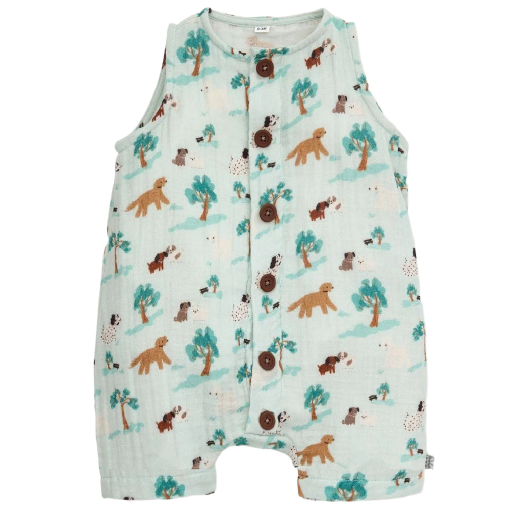 Central Bark Cotton Gauze Magnetic Sleeveless Romper