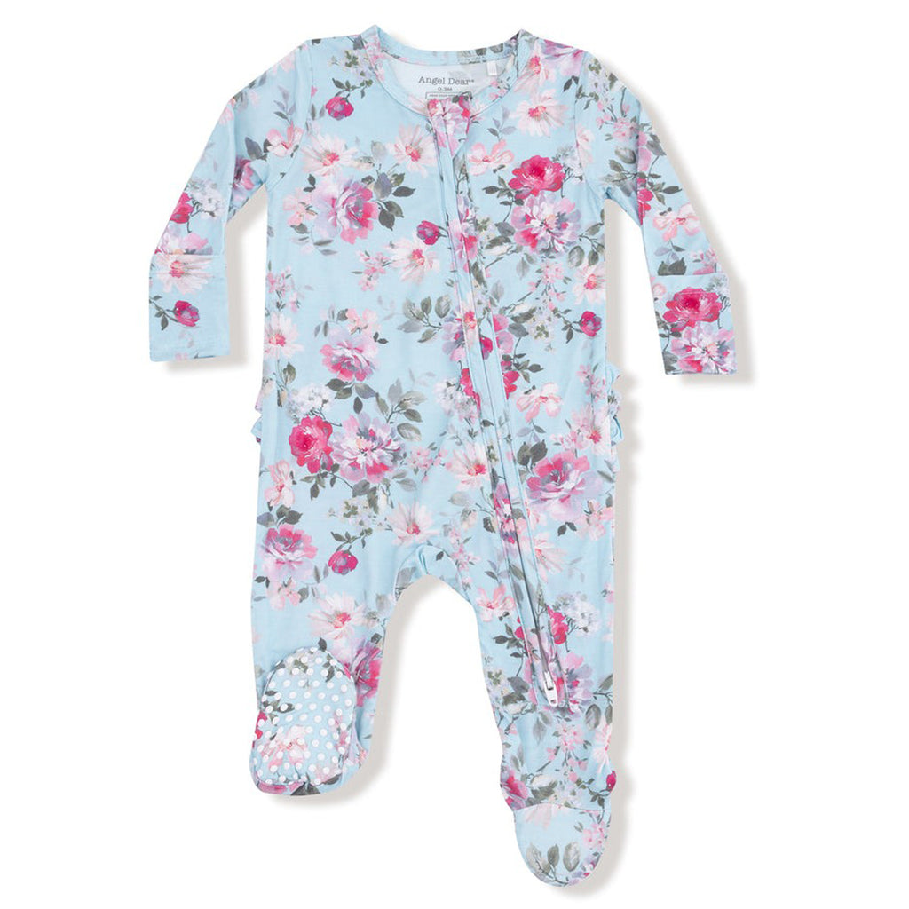 Charlotte Floral - 2 Way Zipper Ruffle Back Footie