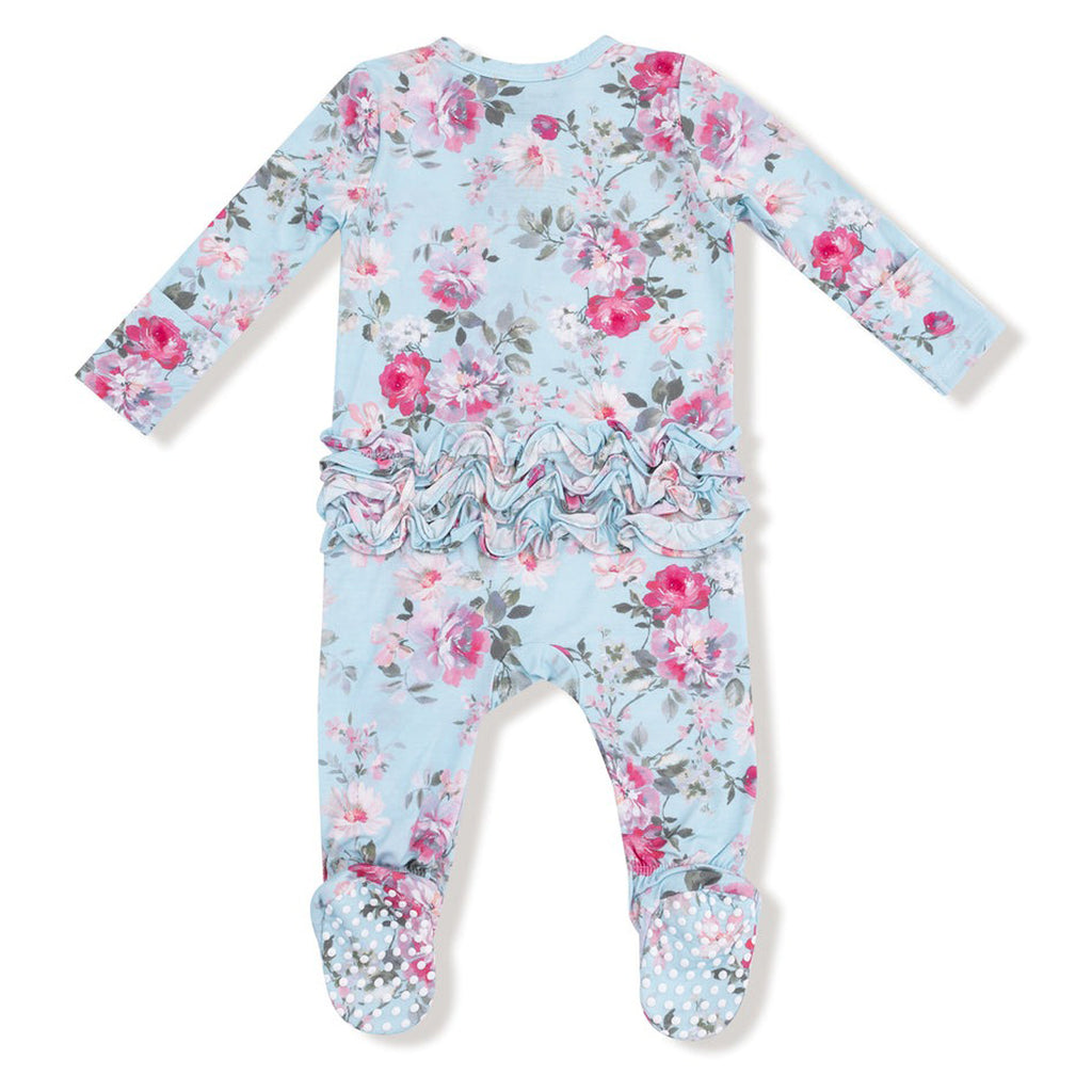 Charlotte Floral - 2 Way Zipper Ruffle Back Footie