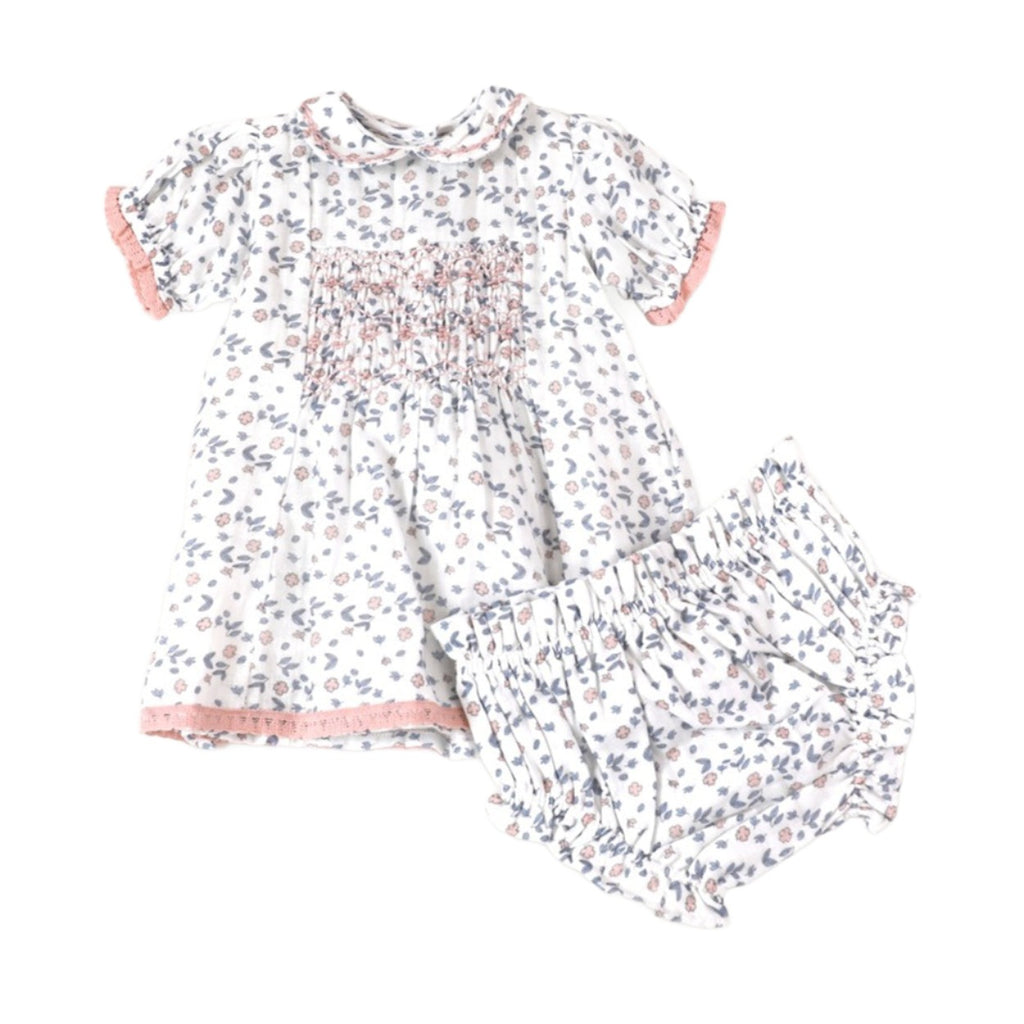 Charlotte Floral Hand-Smocked Baby Dress + Bloomer