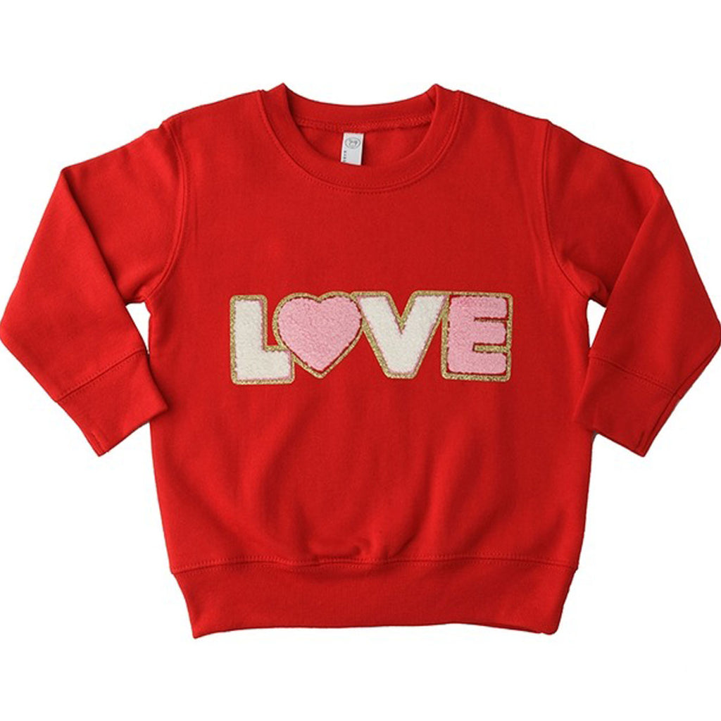 Chenille Lovey Sweatshirt - Red-TOPS-Sparkle Sisters by Couture Clips-Joannas Cuties