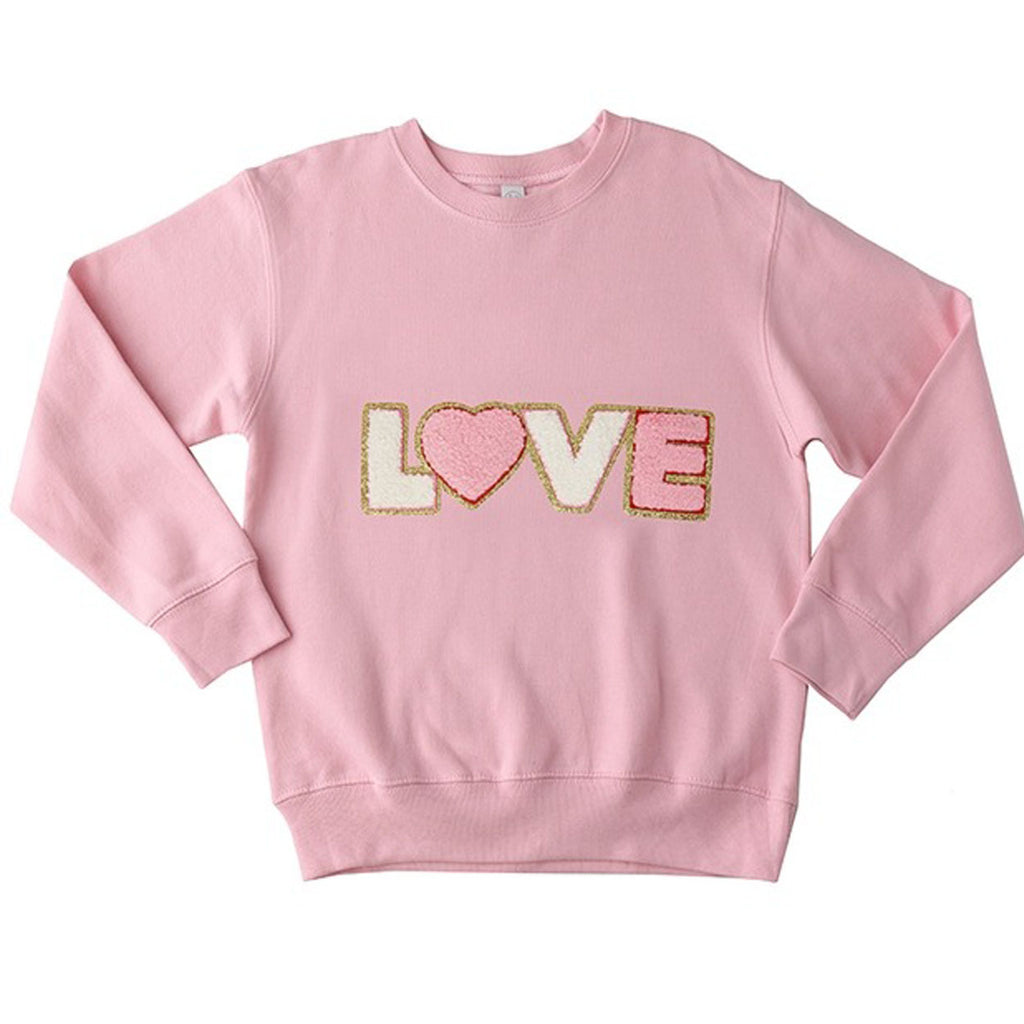 Chenille Lovey Sweatshirt - Pink-TOPS-Sparkle Sisters by Couture Clips-Joannas Cuties