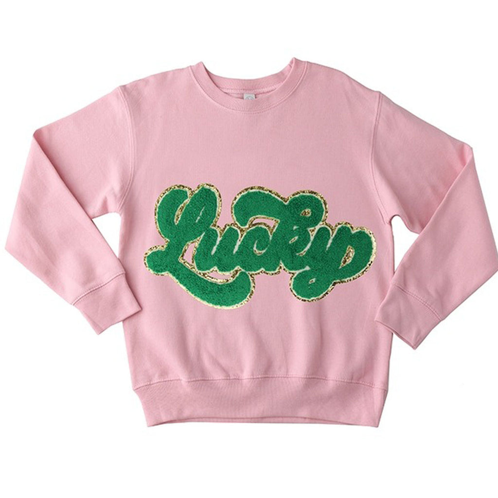 Chenille Lucky Sweatshirt-SWEATSHIRTS & HOODIES-Sparkle Sisters by Couture Clips-Joannas Cuties