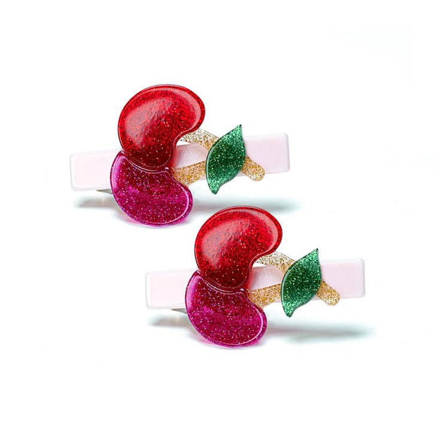 Cherry Glitter Red Alligator Clip (pair)-HAIR CLIPS-Lilies & Roses-Joannas Cuties