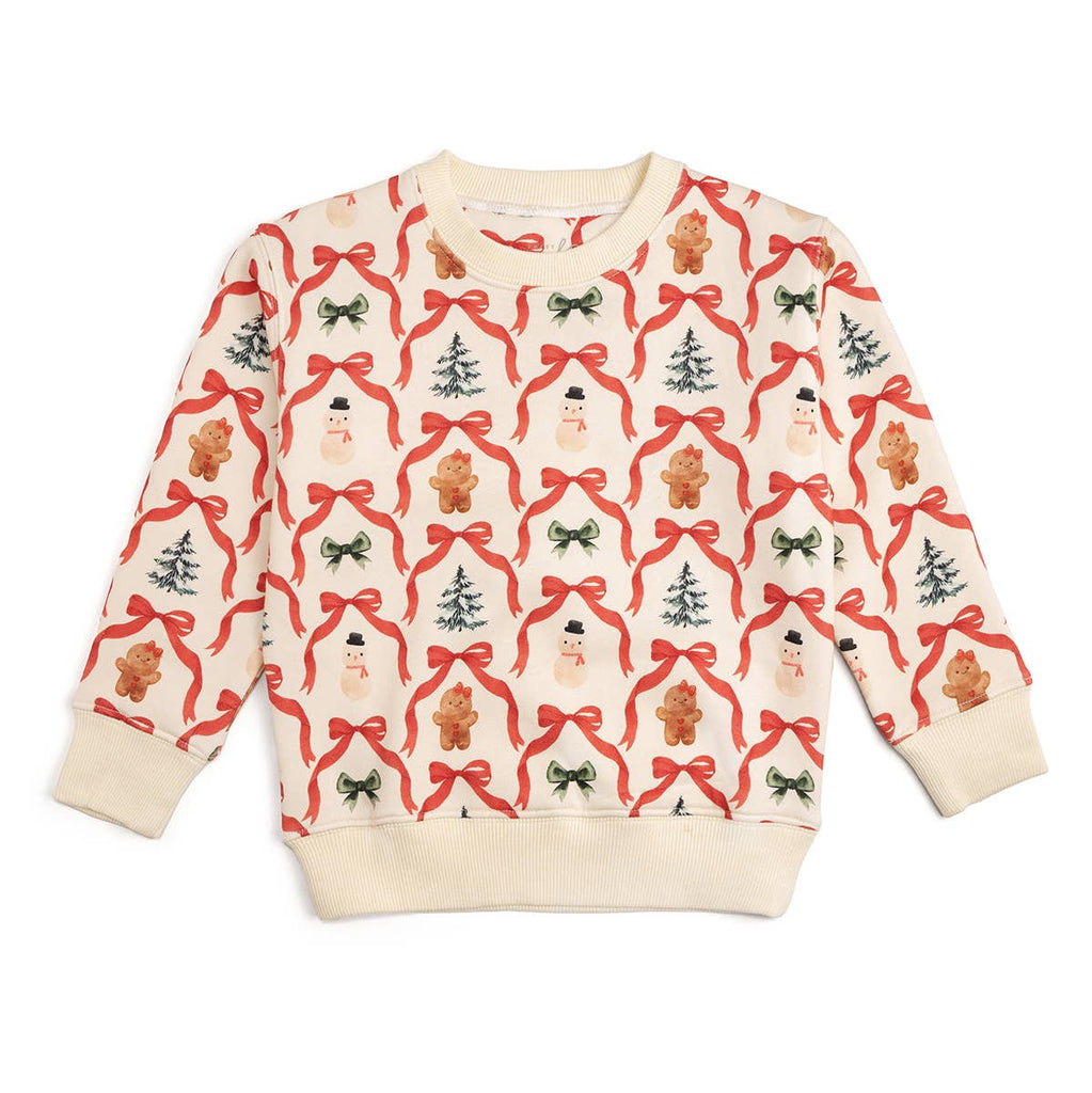 Sweatshirt with Christmas-themed pattern on a white background