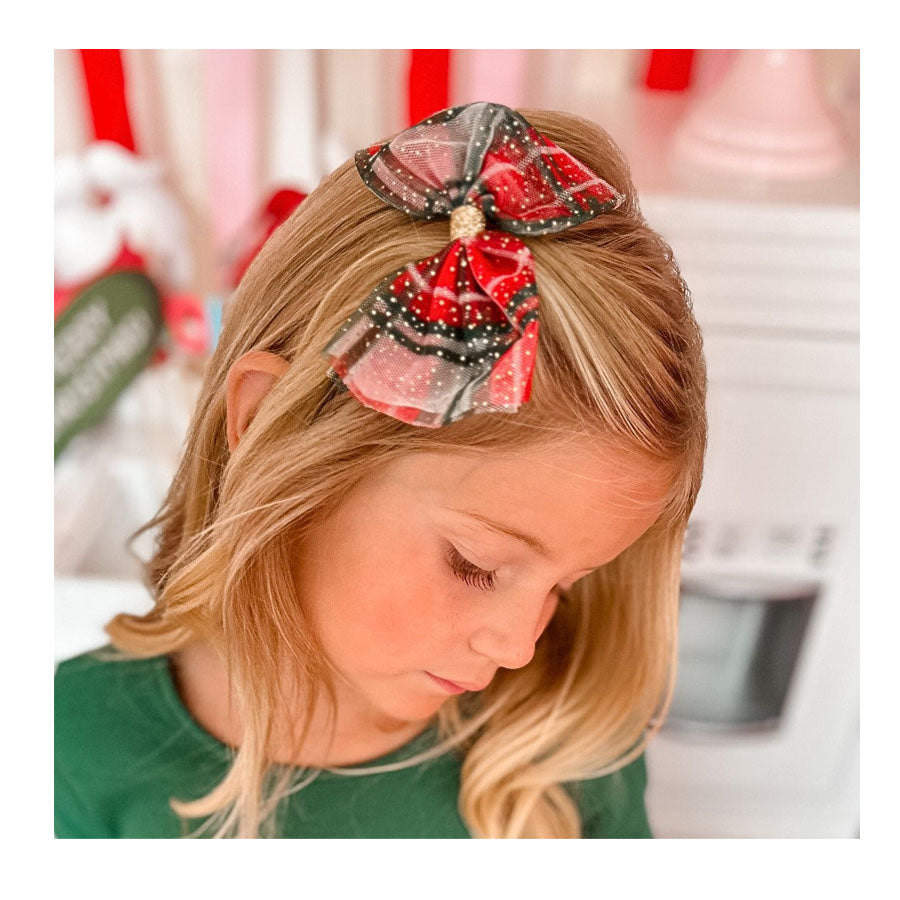 Christmas Plaid Bow Clip-HAIR CLIPS-Sweet Wink-Joannas Cuties