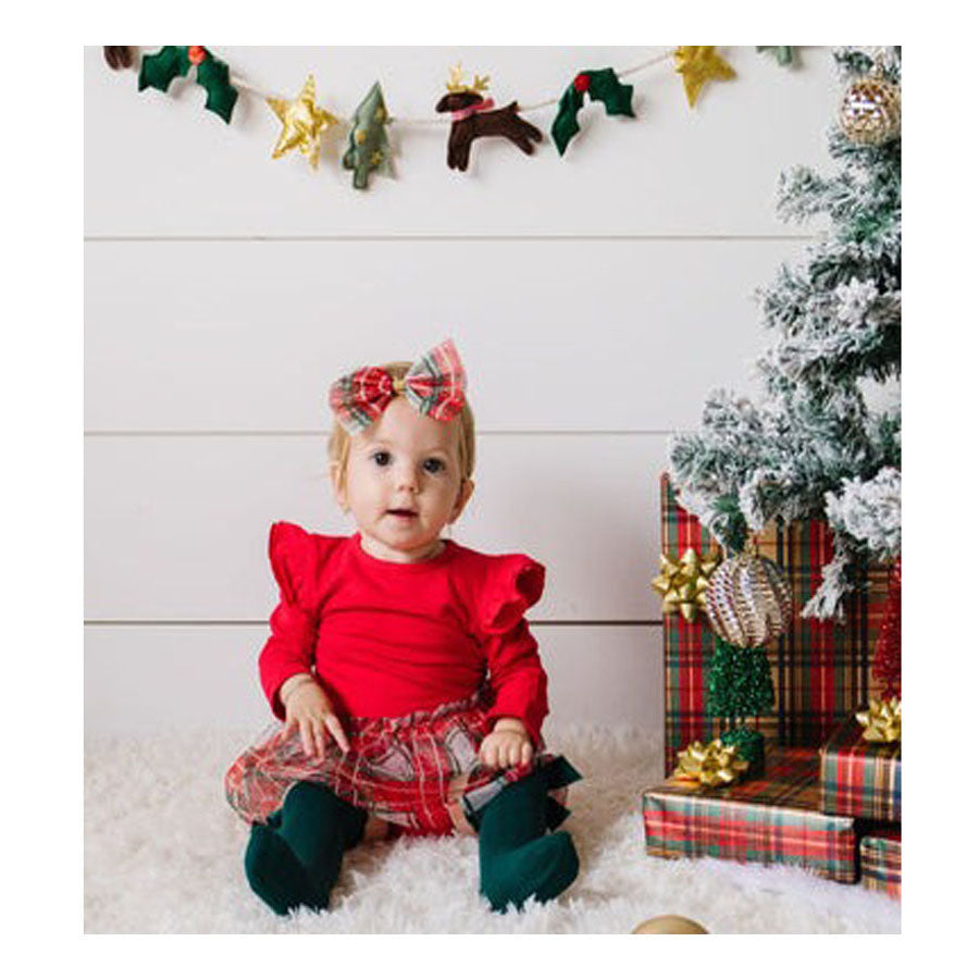 Christmas Plaid Long Sleeve Tutu Bodysuit-BODYSUITS-Sweet Wink-Joannas Cuties