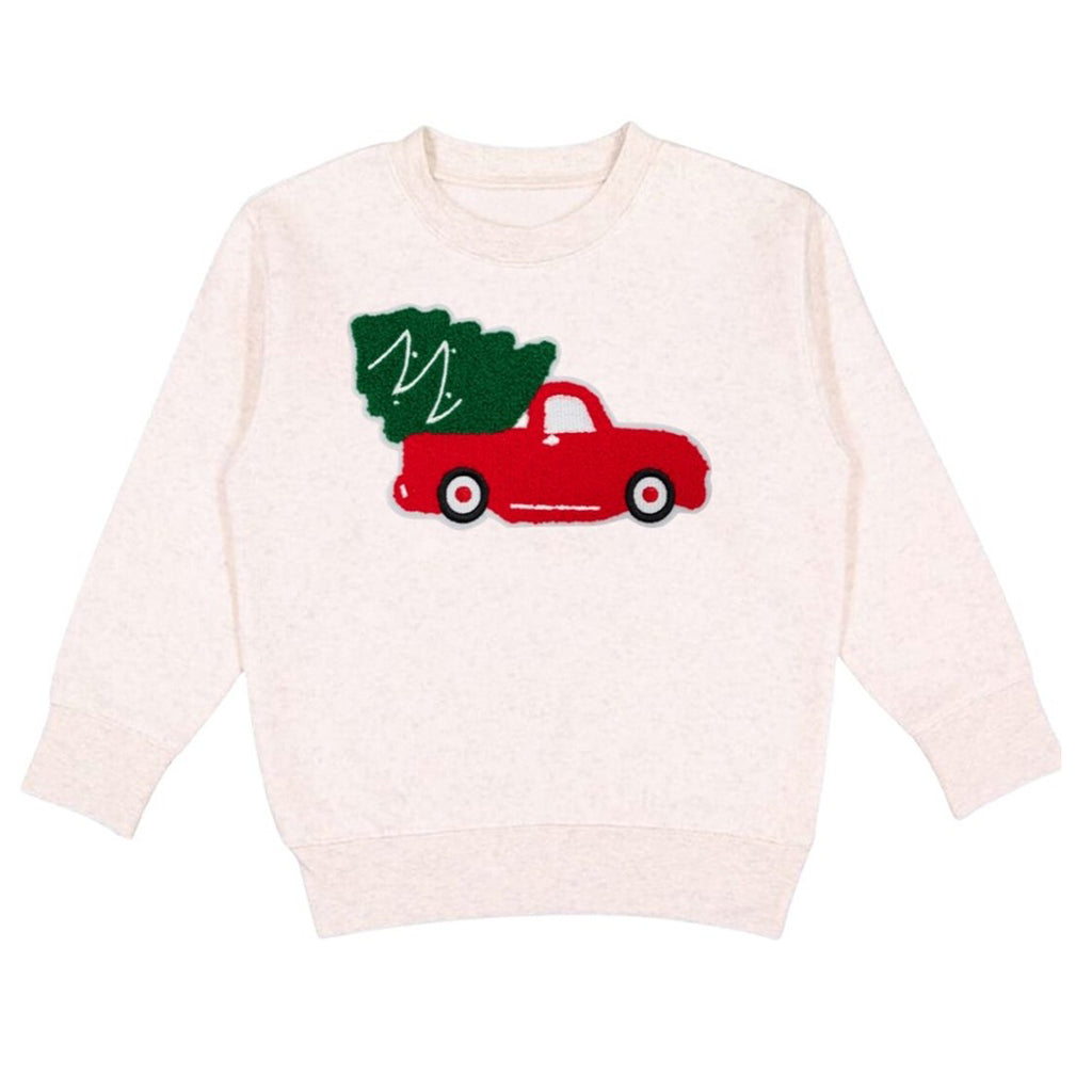 Christmas Truck Patch Sweatshirt - Kids Holiday Sweatshirt