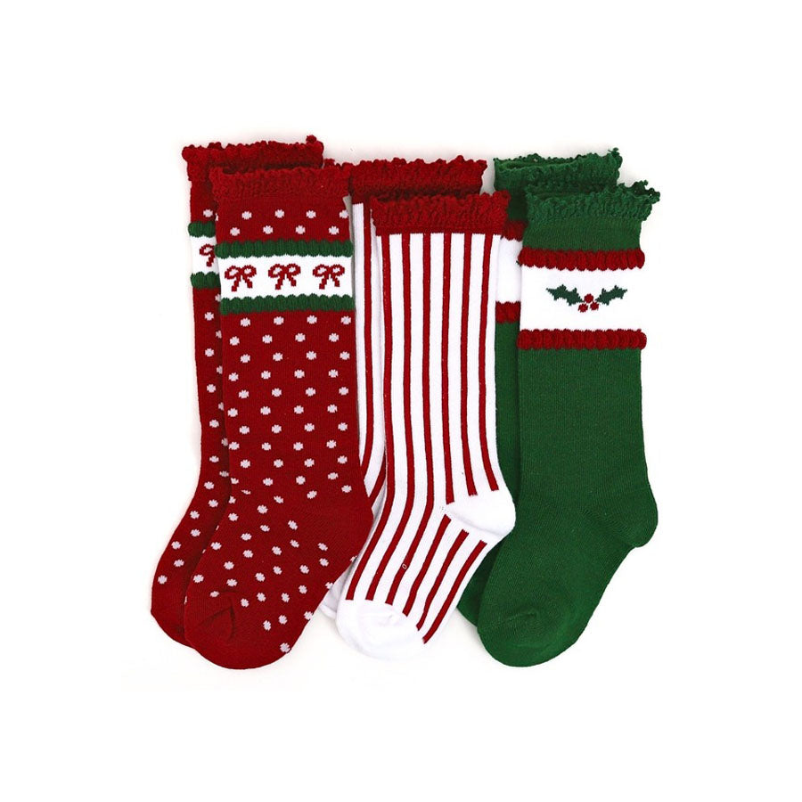 Classic Christmas Knee High Socks 3-Pack-SOCKS, TIGHTS & LEG WARMERS-Little Stocking Co.-Joannas Cuties
