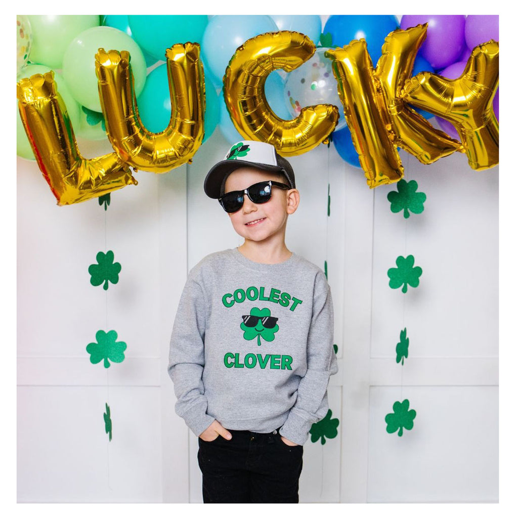 Coolest Clover St. Patrick's Day Sweatshirt - Grey-SWEATSHIRTS & HOODIES-Sweet Wink-Joannas Cuties