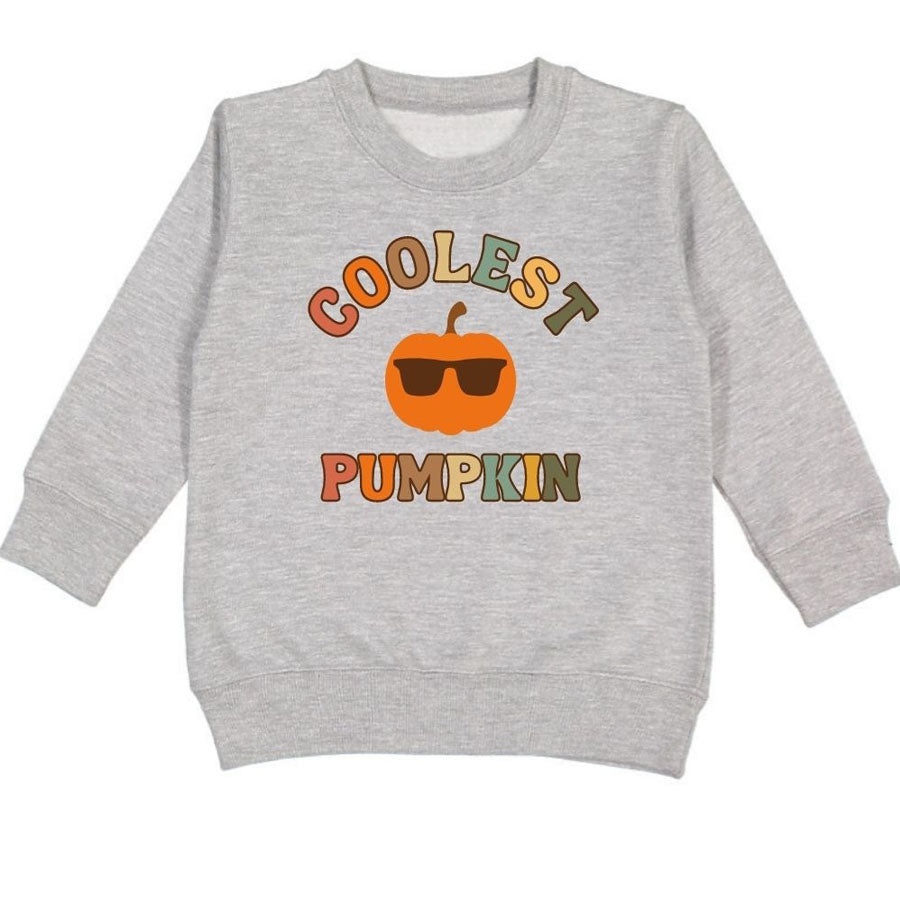 Coolest Pumpkin Sweatshirt - Gray-SWEATSHIRTS & HOODIES-Sweet Wink-Joannas Cuties