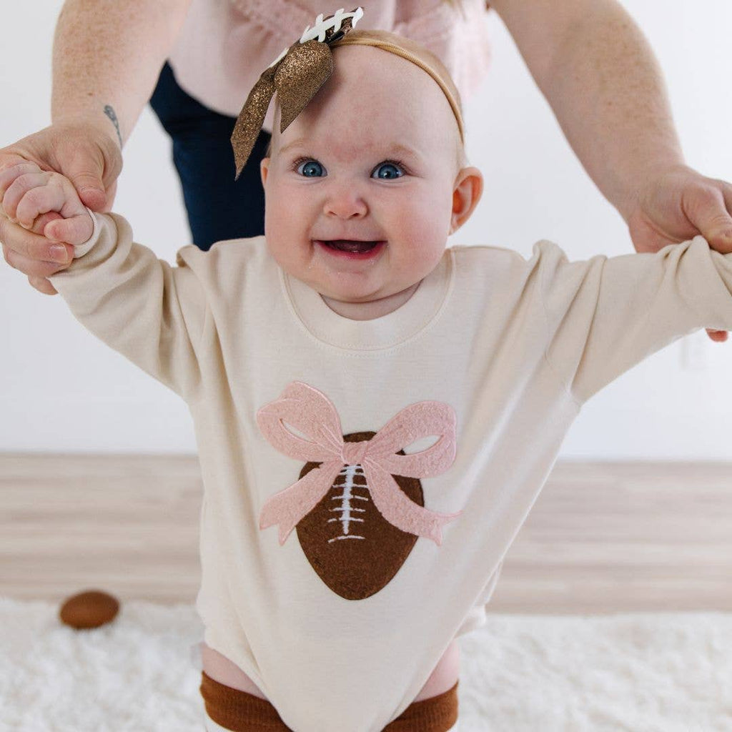 Coquette Football Patch Long Sleeve Romper