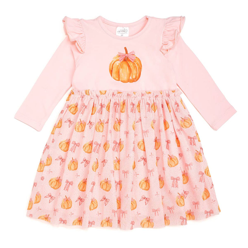 Coquette Pumpkin Long Sleeve Tutu Dress