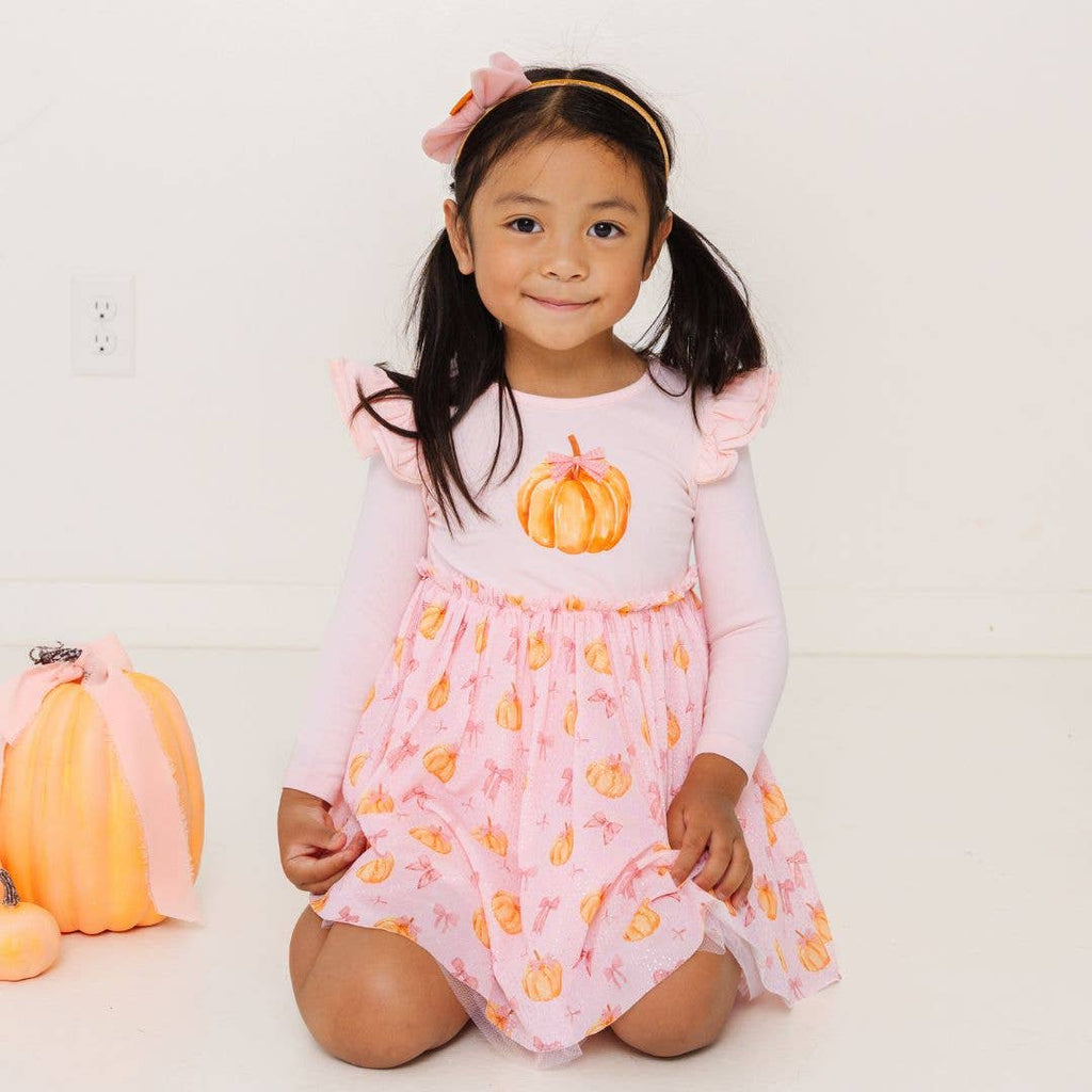 Coquette Pumpkin Long Sleeve Tutu Dress