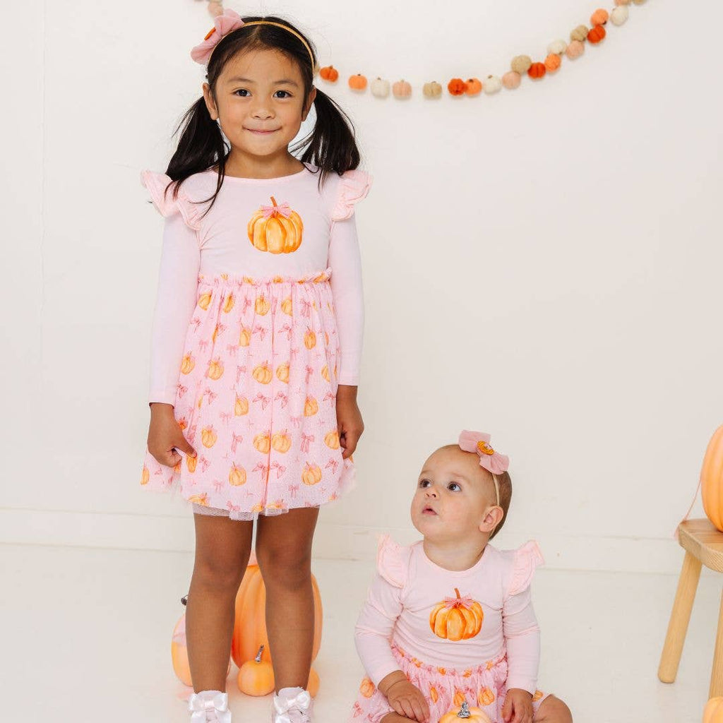 Coquette Pumpkin Long Sleeve Tutu Dress