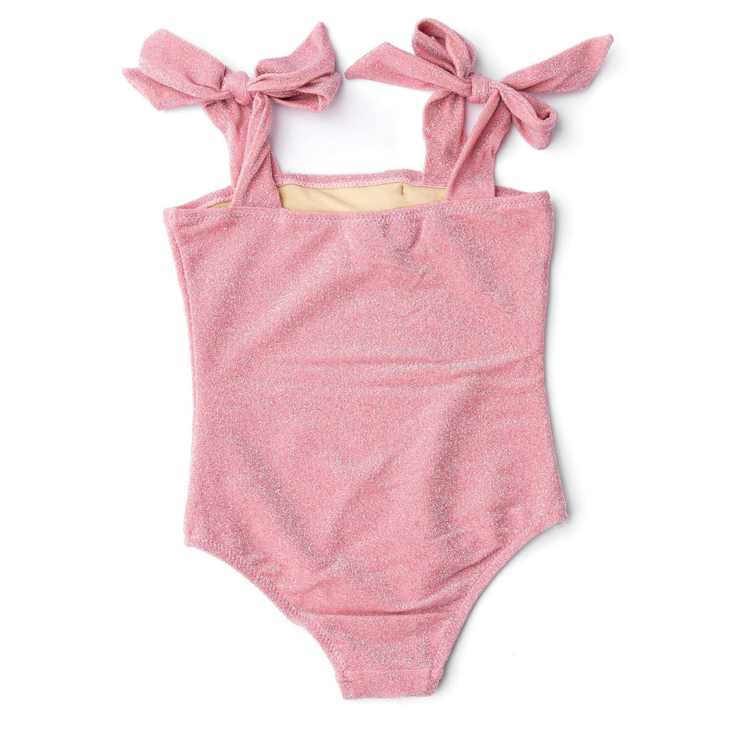 Coral Girls Shimmer Flower One Piece Swimsuit