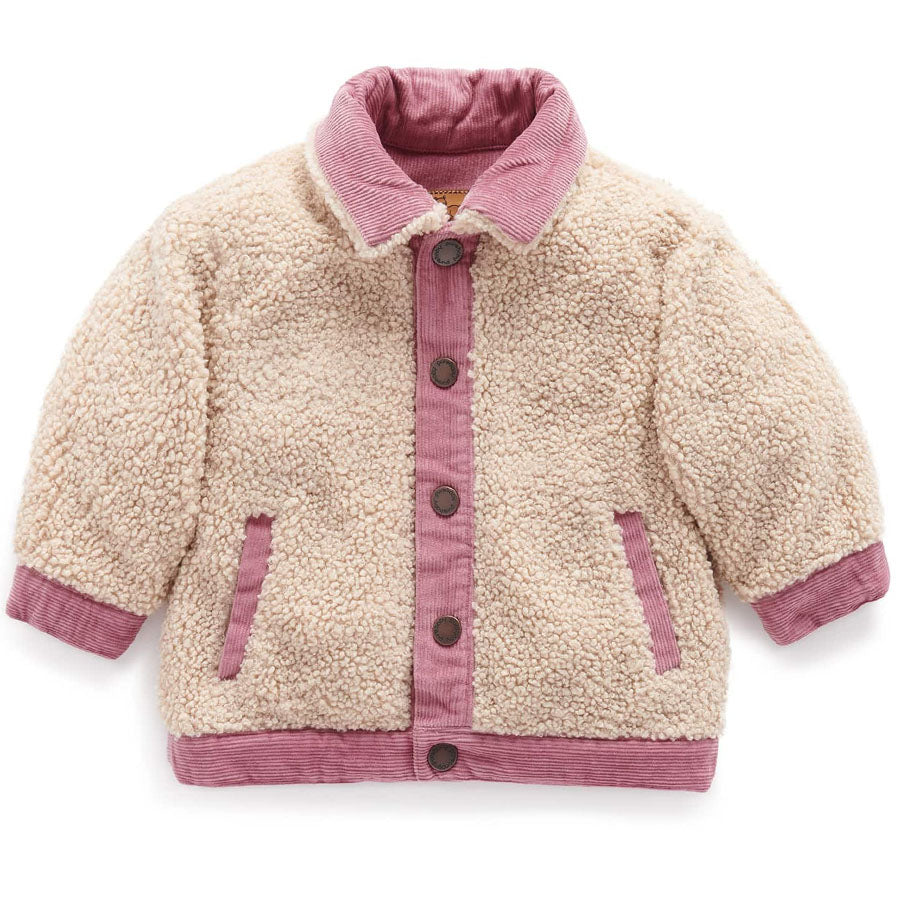 Cord Reversible Shearling Jacket - Pink-OUTERWEAR-Purebaby-Joannas Cuties