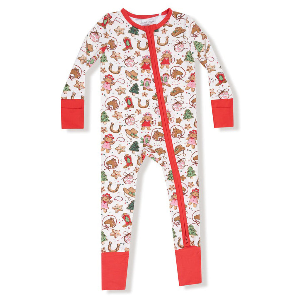 Children's onesie with festive pattern on a white background