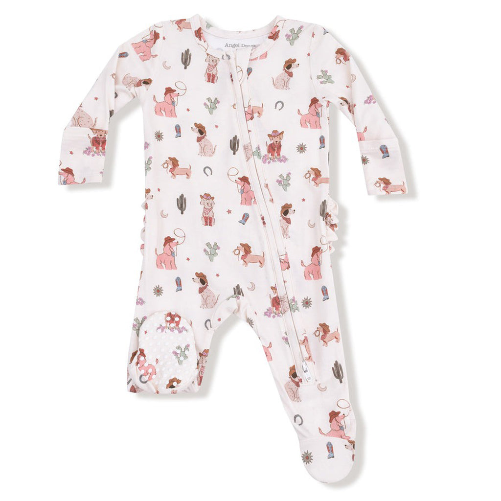Cowgirl Dogs - 2 Way Zipper Ruffle Back Footie