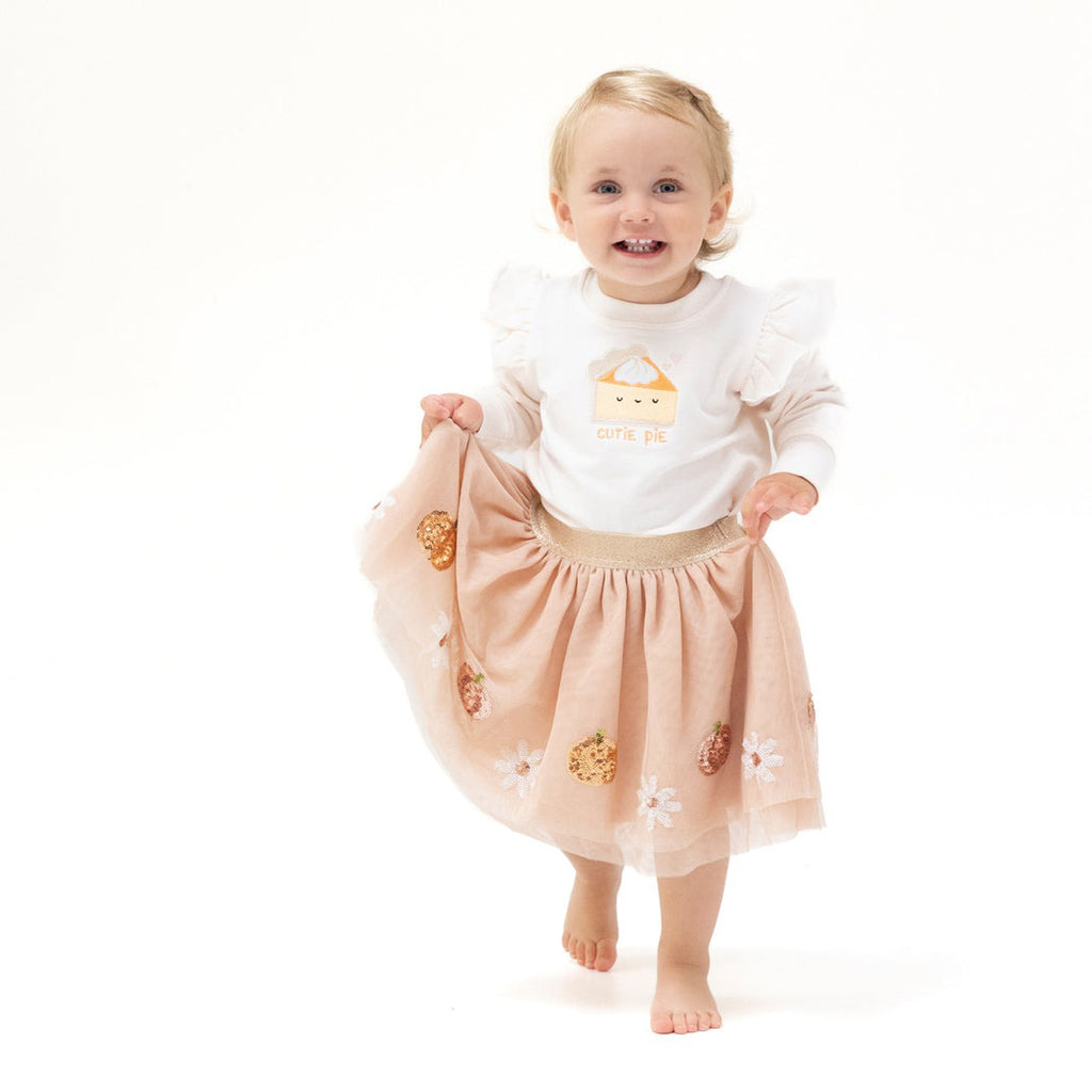 Cutie Pie - Pumpkins and Flowers Tutu Skirt