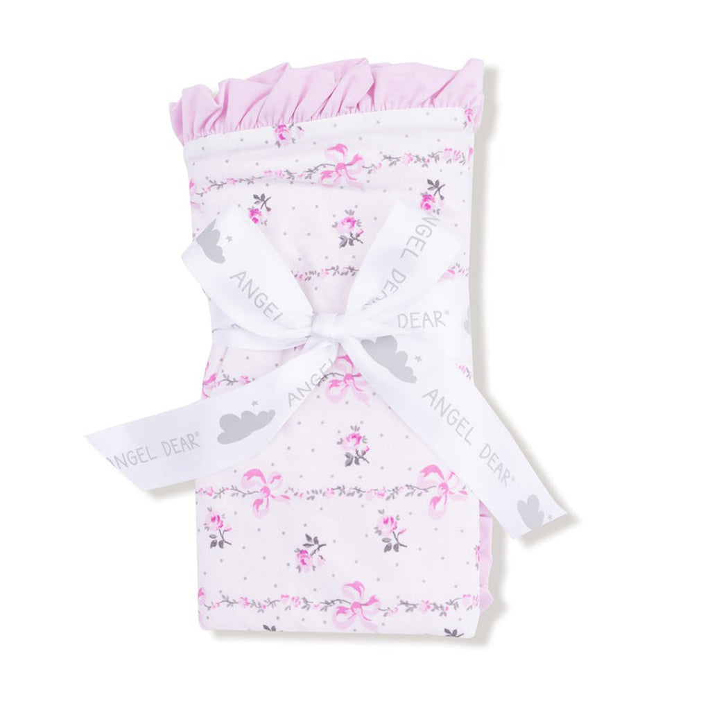 Dainty Buds and Bows Stripe - Ruffle Blanket
