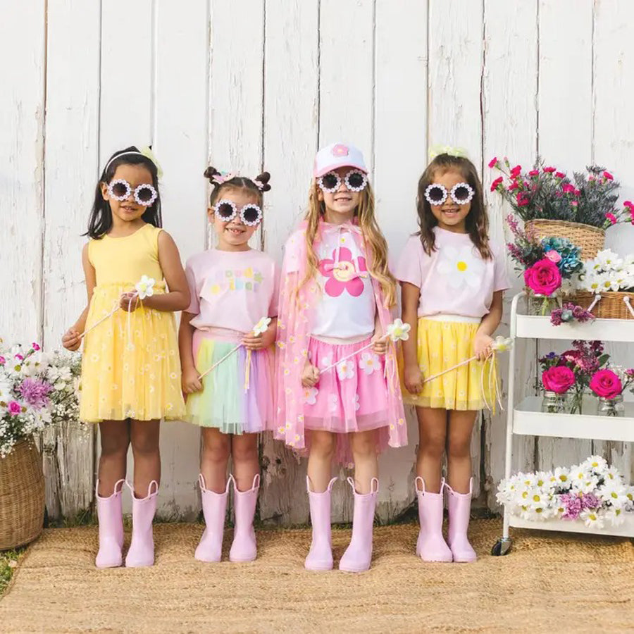 Pink Daisy Sequin Tutu - Dress Up Skirt - Kids Spring Tutu-DRESSES & SKIRTS-Sweet Wink-Joannas Cuties