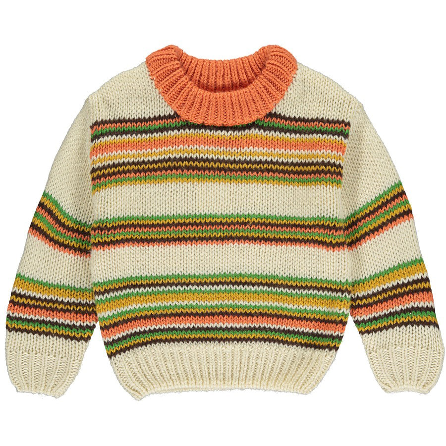 Diana Sweater In Pumpkin And Cream Multi Stripe