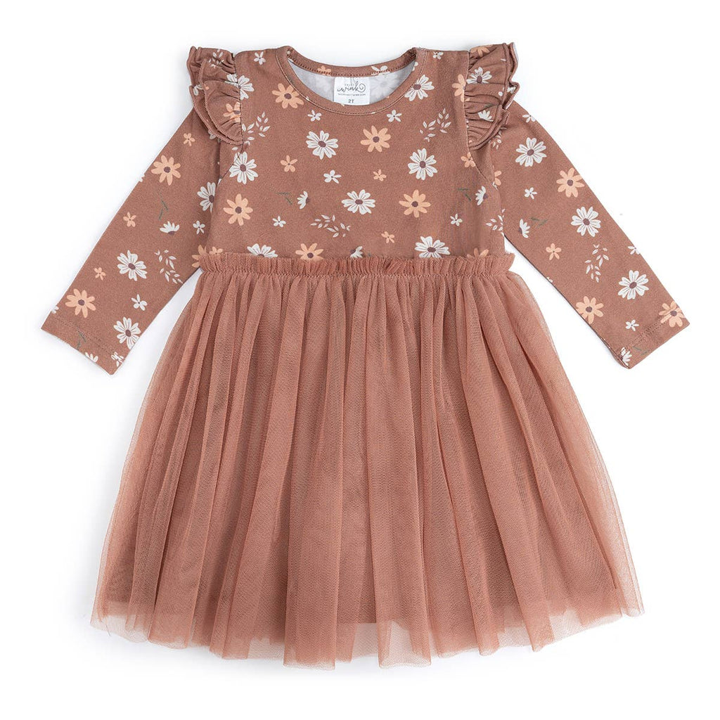 Ditsy Fall Floral Long Sleeve Tutu Dress
