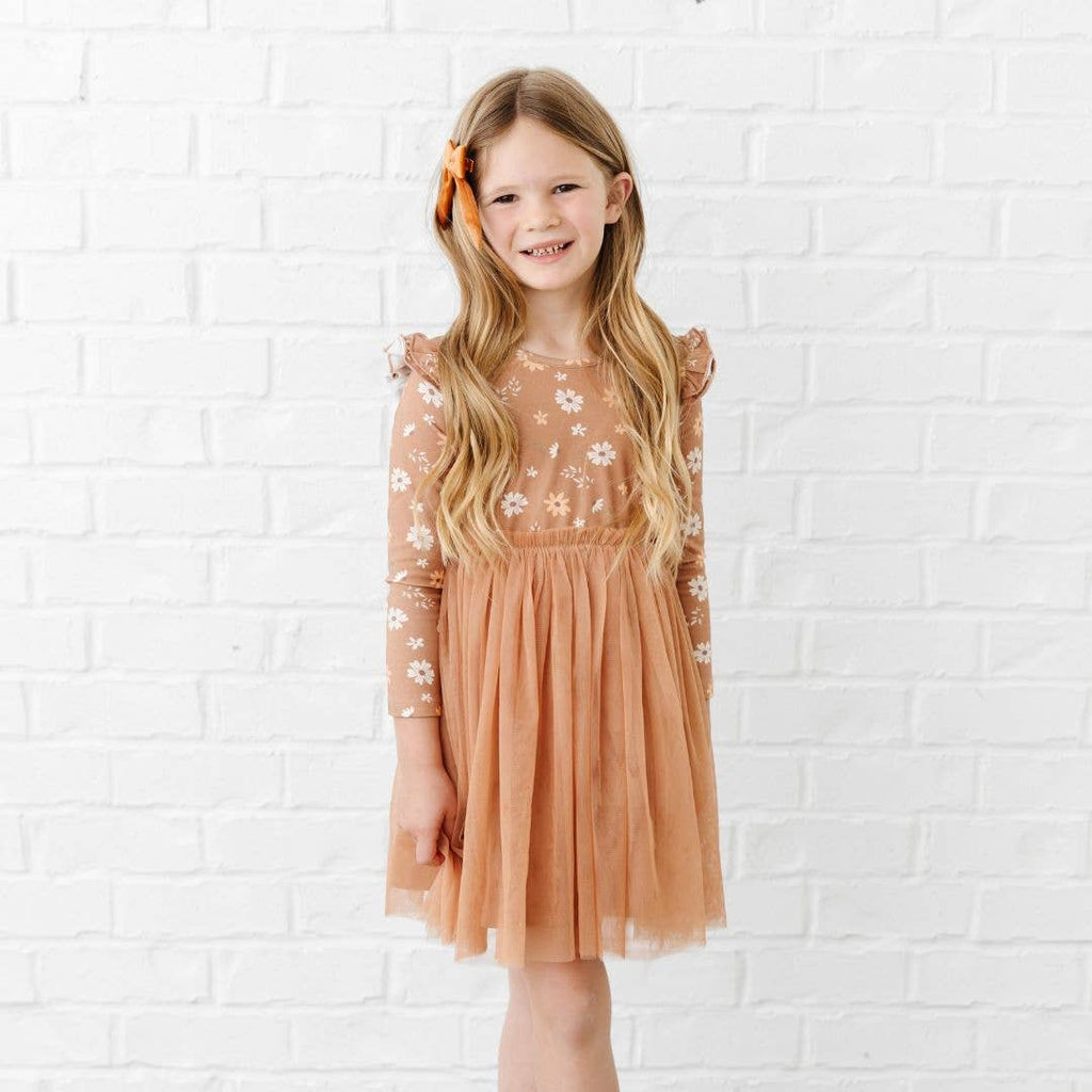 Ditsy Fall Floral Long Sleeve Tutu Dress